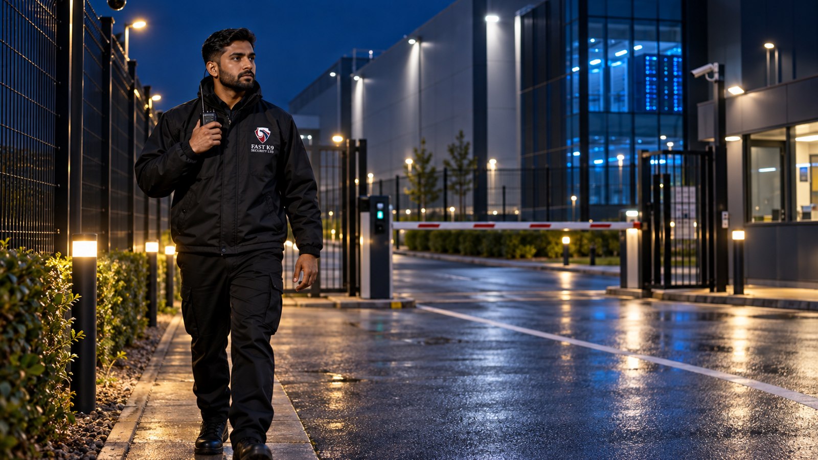 Fast K9 Security Limited officer patrolling a high-security facility